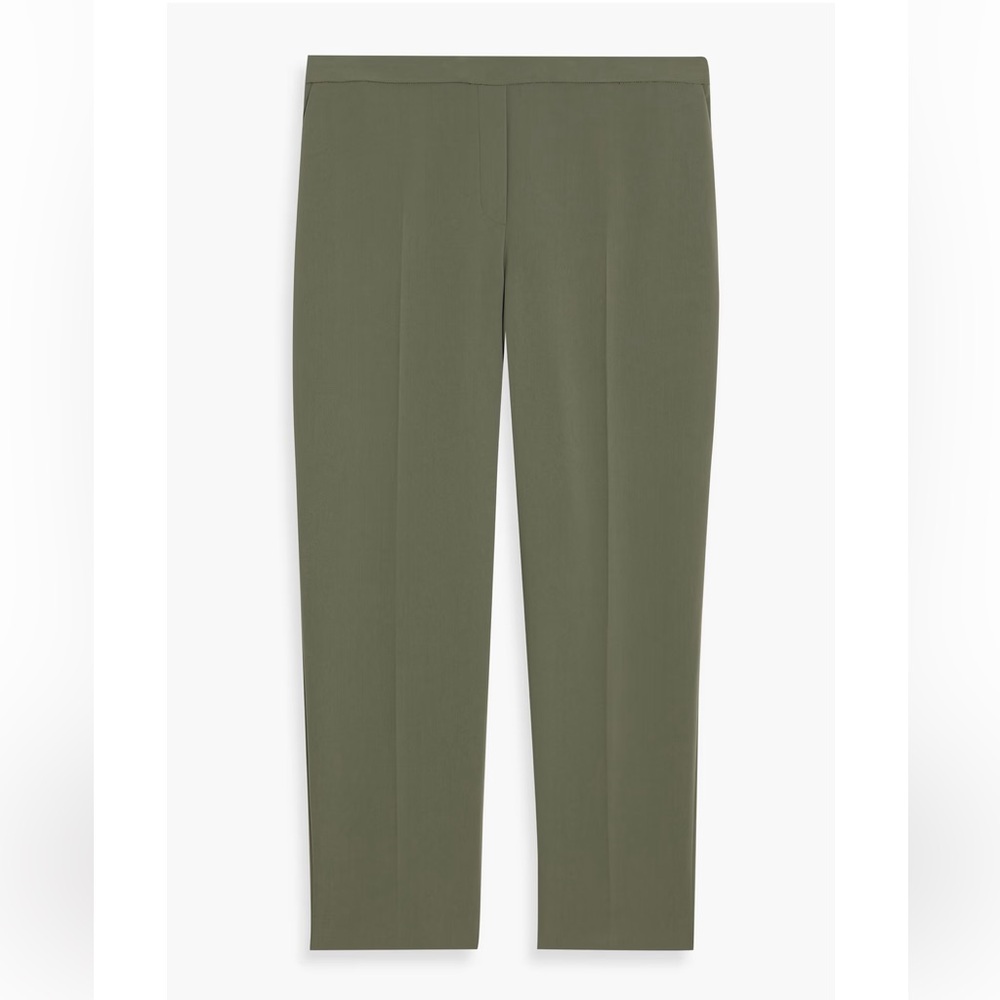 Theory Treeca Pull-On Crepe Trousers in Olive Green (Size 6)